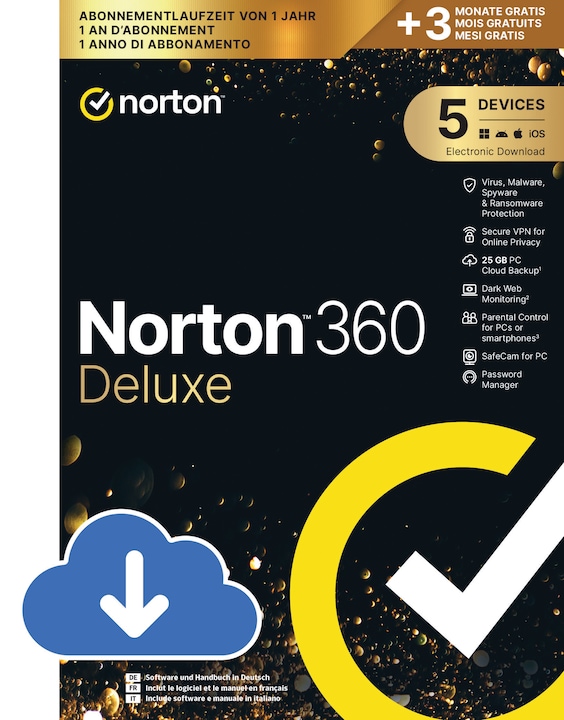 Norton 360 Deluxe (5 Devices, 50GB) (1 User, 5 Geräte/User, 15 Monate)