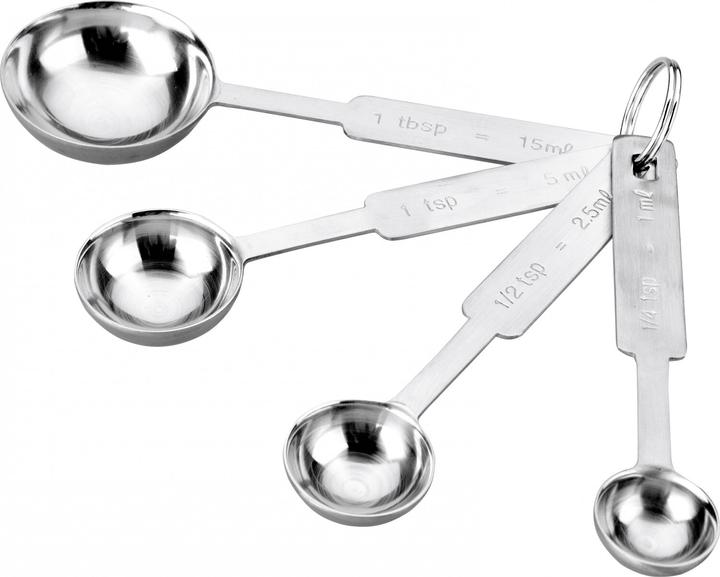 Ibili Messlöffel-Set (4-teilig) Edelstahl Set aus 4 Edelstahl-Löffeln zum Abmessen von Zutaten (50 ml)