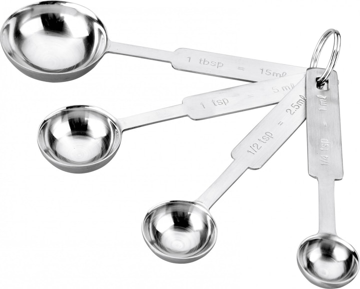 Produktbild Ibili Messlöffel-Set (4-teilig) Edelstahl Set aus 4 Edelstahl-Löffeln zum Abmessen von Zutaten (50 ml)