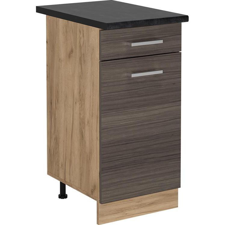 Vicco, Regal, Küchenunterschrank R-Line, Edelgrau/Goldkraft Eiche, 40 cm, AP Anthrazit