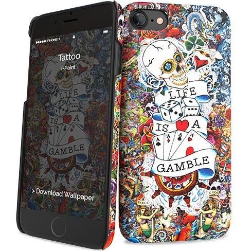 I-Paint Custodia rigida Slim per iPhone 7/8/SE - Tattoo (Apple iPhone 7, Apple iPhone 8, Apple iPhone SE), Cover smartphone, Multicolore