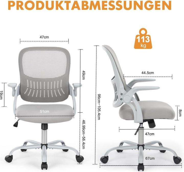 Actual product image Dumos Ergonomischer Bürostuhl mit Lendenwirbelstütze (45 - 55 cm)
