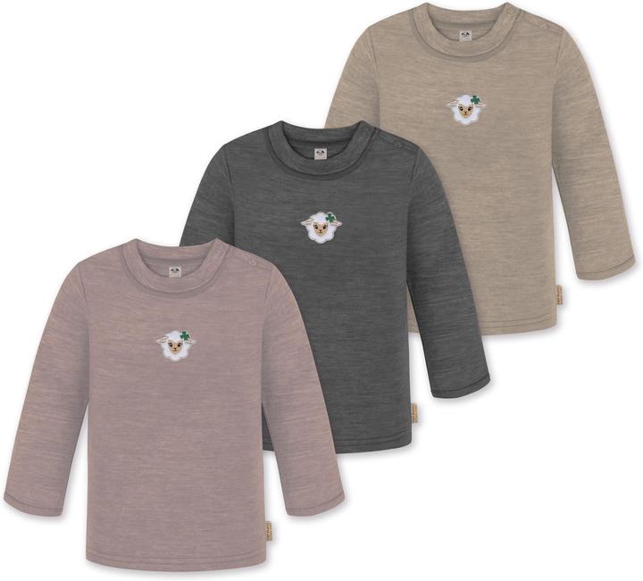 Produktbild Normani 3er Pack Baby Merino Longsleeve „Taupo" - 9475 (68)