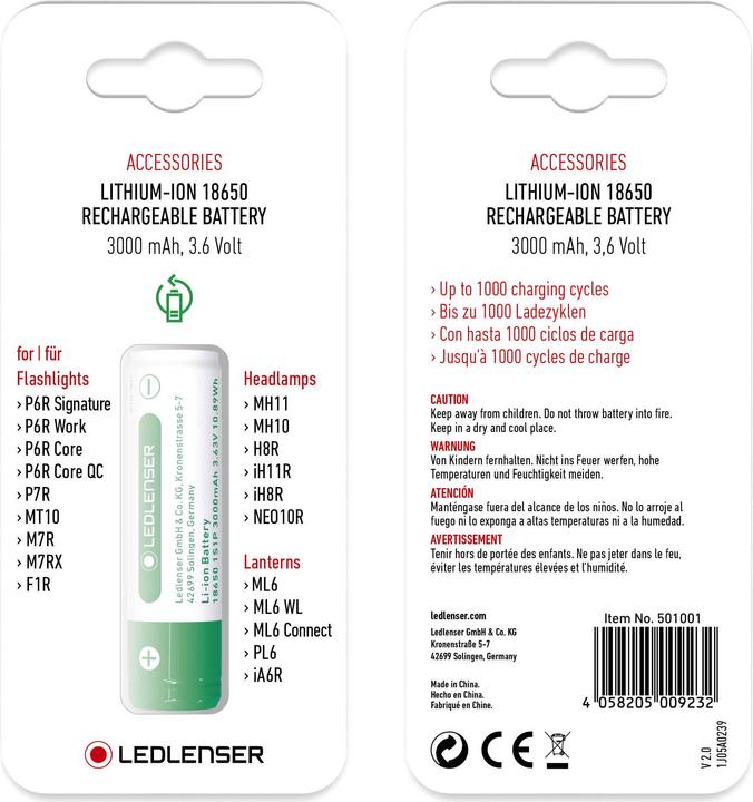 Produktbild Ledlenser Wiederaufladbare Li-Ion Batterie 18650