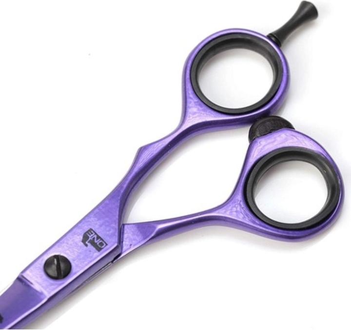 Actual product image Glamtech One Neon Hairdressing Scissor Ergonomic Sharp Edged Professional Scissors 5.5 inch Purple (13.97 cm)