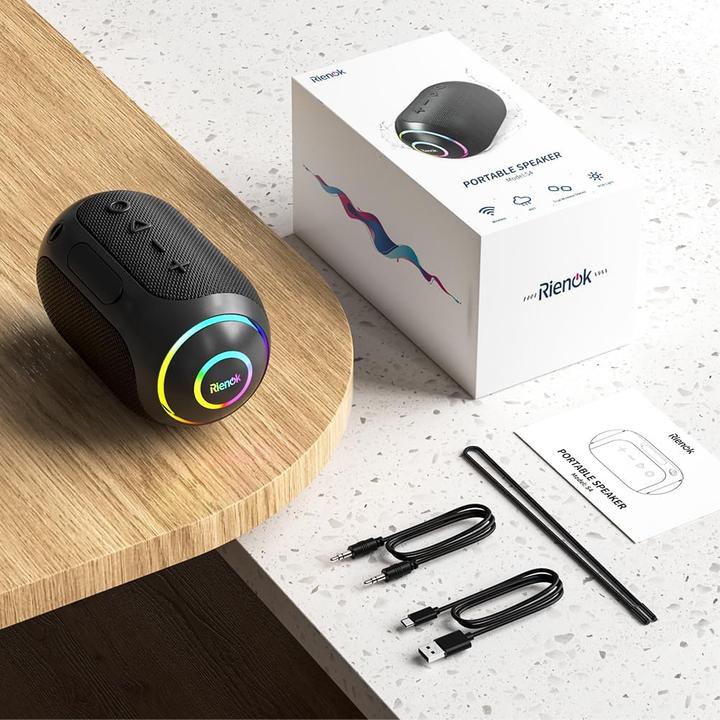Produktbild Rienok Wasserdichter Bluetooth Lautsprecher mit LED-Licht (10 h)