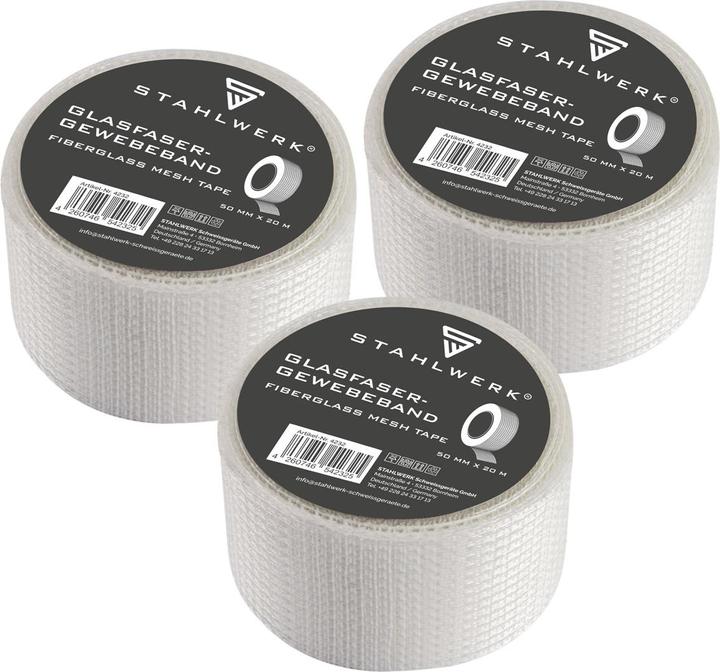 Produktbild Stahlwerk Glasfaser-Gewebeband 3er Set 20 m x 50 mm, selbstklebend (50 mm)