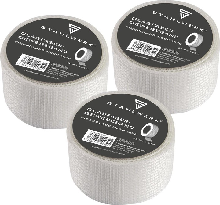Produktbild Stahlwerk Glasfaser-Gewebeband 3er Set 20 m x 50 mm, selbstklebend (50 mm)