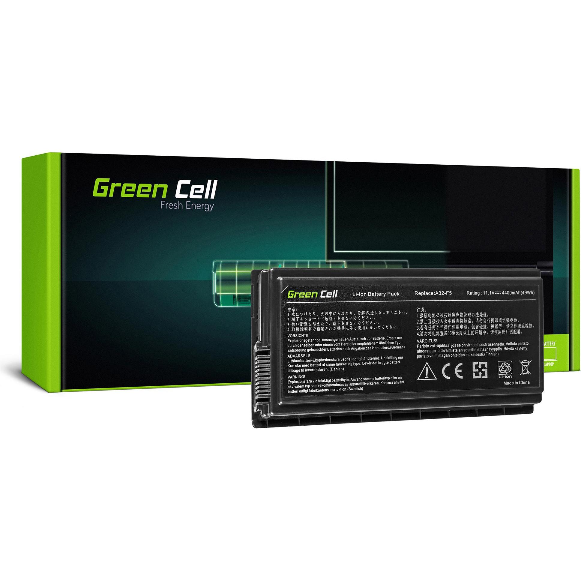 GreenCell Cell AS23 Notebook-Ersatzteil Akku (6 Zellen, 4400 mAh), Notebook Akku, Schwarz