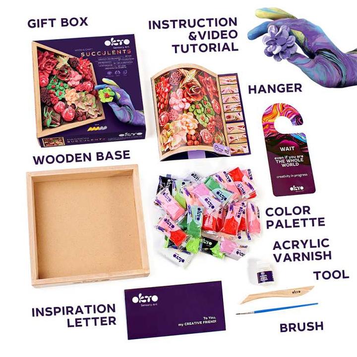 Actual product image Okto Wood&Craft DIY succulents creative set 21x21cm Passion 10011