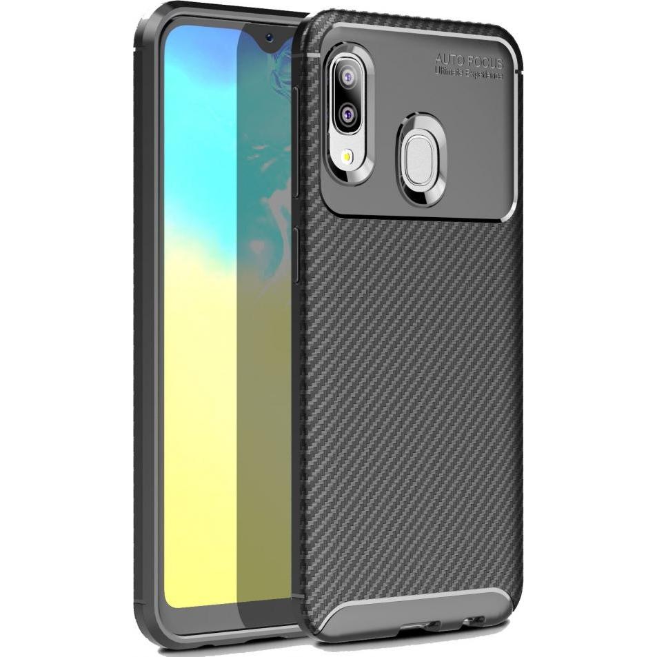 Screenguard Samsung Galaxy A20e Hülle Carbon Design TPU Case (Samsung Galaxy A20e), Smartphone Hülle, Schwarz