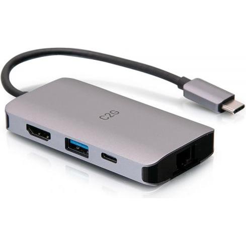Thumbnail - C2G USB C Dock with HDMI, USB, Ethernet, USB C & Power Delivery up to 100W (USB-C, 4 Ports), Dockingstation + USB Hub, S...