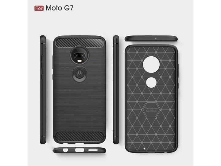 Produktbild Screenguard Motorola Moto G7 Plus Hülle Carbon Brushed Soft TPU (Motorola Moto G7 Plus)
