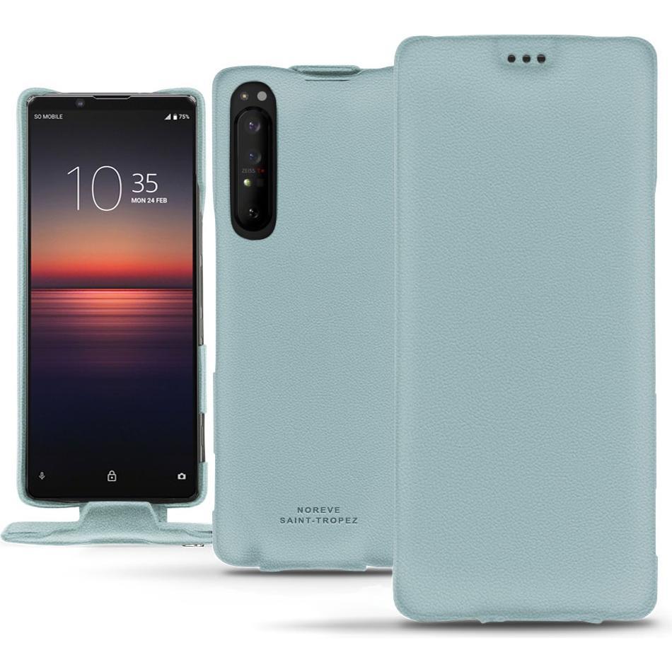 Noreve Lederschutzhülle vertikal (Sony Xperia 1 II), Smartphone Hülle, Blau