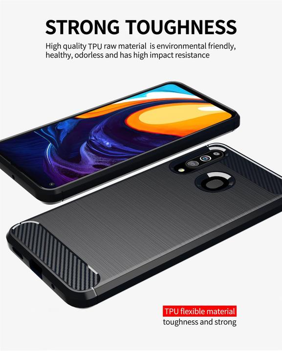 Actual product image Cadorabo TPU Ultra Slim carbon stainless steel Combi Cover (Samsung Galaxy A20s)