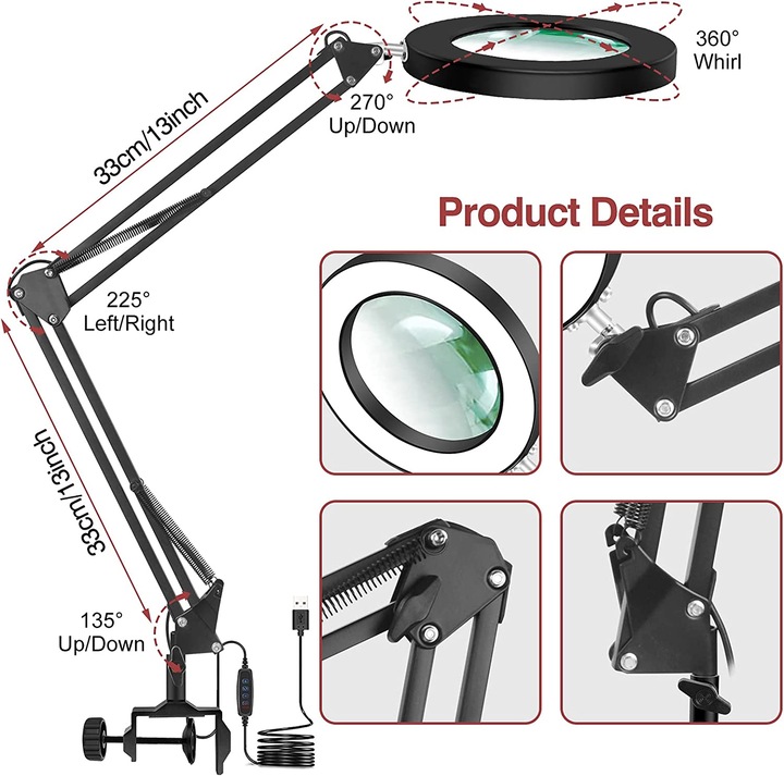 Produktbild Newacalox LED-Schreibtischlampe mit Lupe (960 lm)