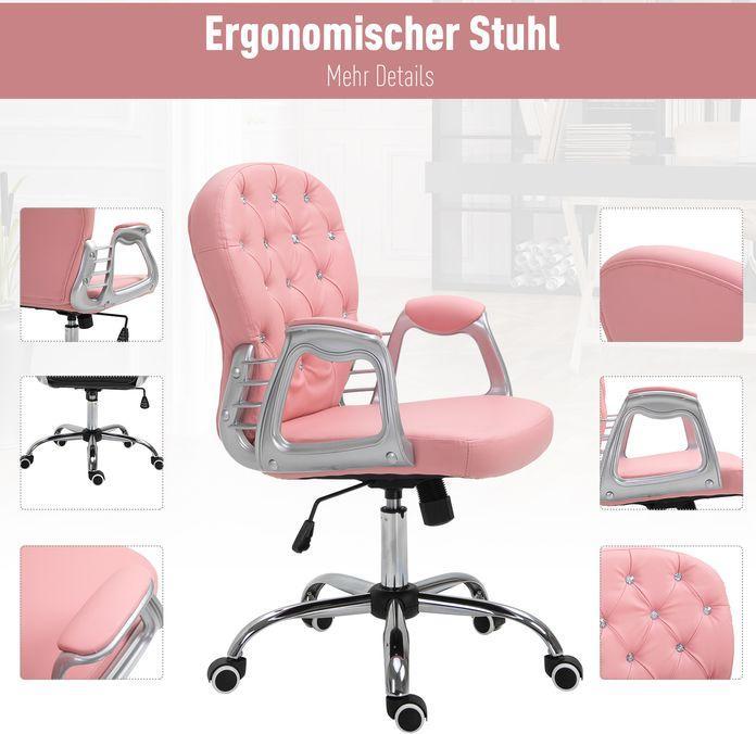 Image du produit Swisshandel24 Chaise de bureau dossier ergonomique rembourré, rose, PU (49 - 58 cm)