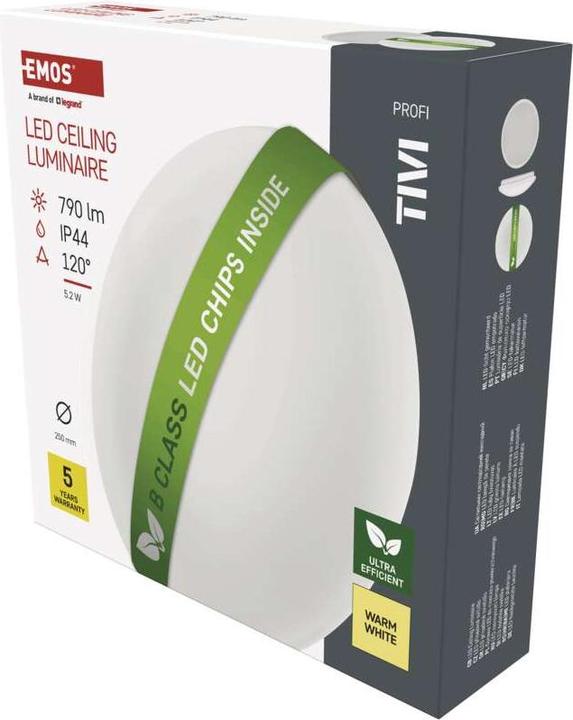 Produktbild Emos LED-Deckenleuchte TIVI, A CLASS, rund weiss 5,2W, IP44, Warmweiss (790 lm)