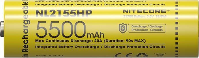 Produktbild Nitecore NL2155HP 5500mAh 21700 High Performance Rechargeable Li ion Battery (21700)