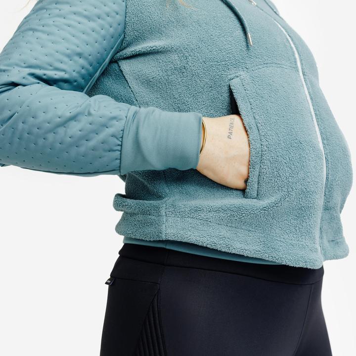 Image du produit Fouganza Sweat équitation zippé chaud femme - 500 vert cendré (XS)