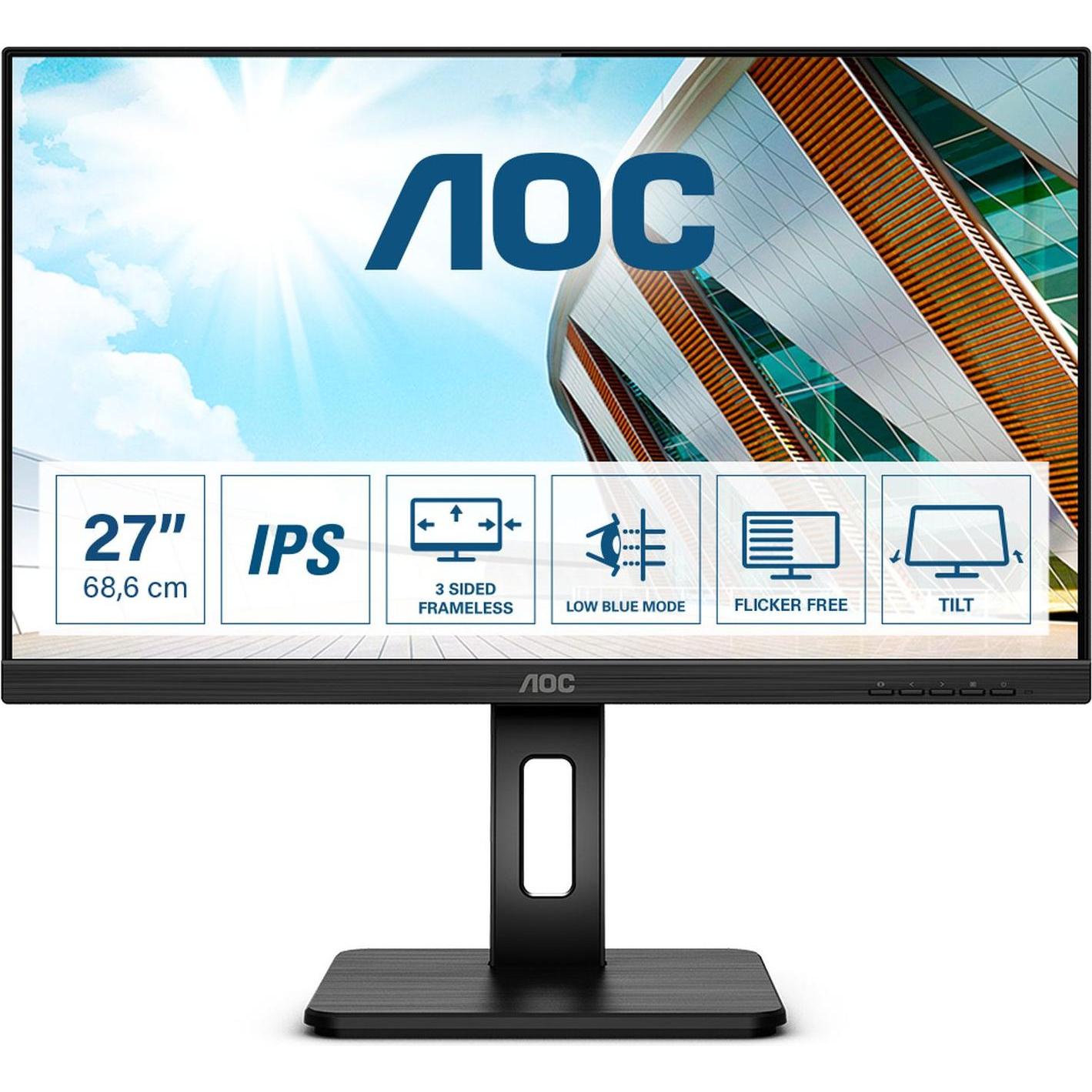 AOC Q27P2Q (2560 x 1440 Pixel, 27"), Monitor, Schwarz