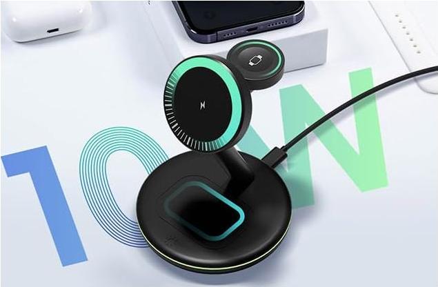 Produktbild Icy Box Ladestation induktiv/magnet. f. Smartphone/-watch/Inear-Kopfh?rer (10 W)