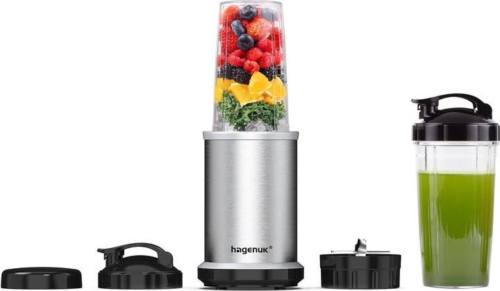 hagenuk Smoothies Maker mit To-Go Becher, 1000 W, silber (1000 W)