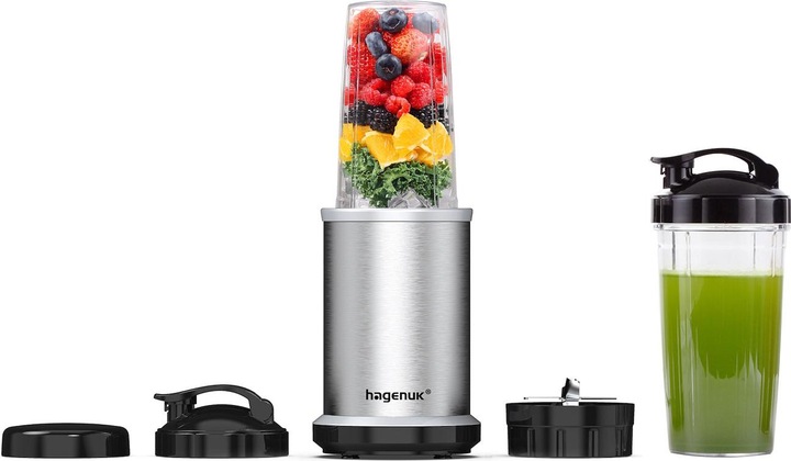 Produktbild hagenuk Smoothies Maker mit To-Go Becher, 1000 W, silber (1000 W)