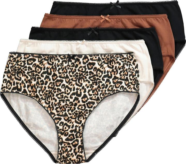 Produktbild Ulla Popken Midislips, 5er-Pack, Leomuster/ einfarbig (60)