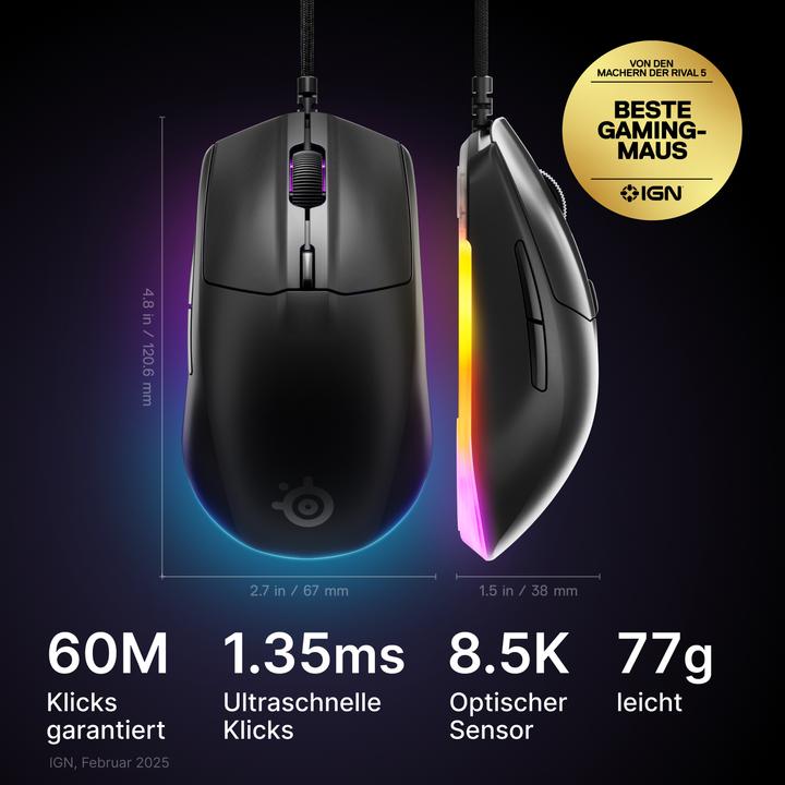 Image du produit SteelSeries Rival 3 Gen 2 - Black (Filaire)