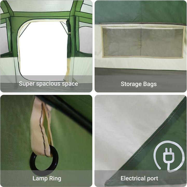 Image du produit VidaXL Tente familiale avec fenêtres Dôme Vert 10 personnes étanche à l'eau (Tente igloo, 12.50 kg, 9+ personnes)