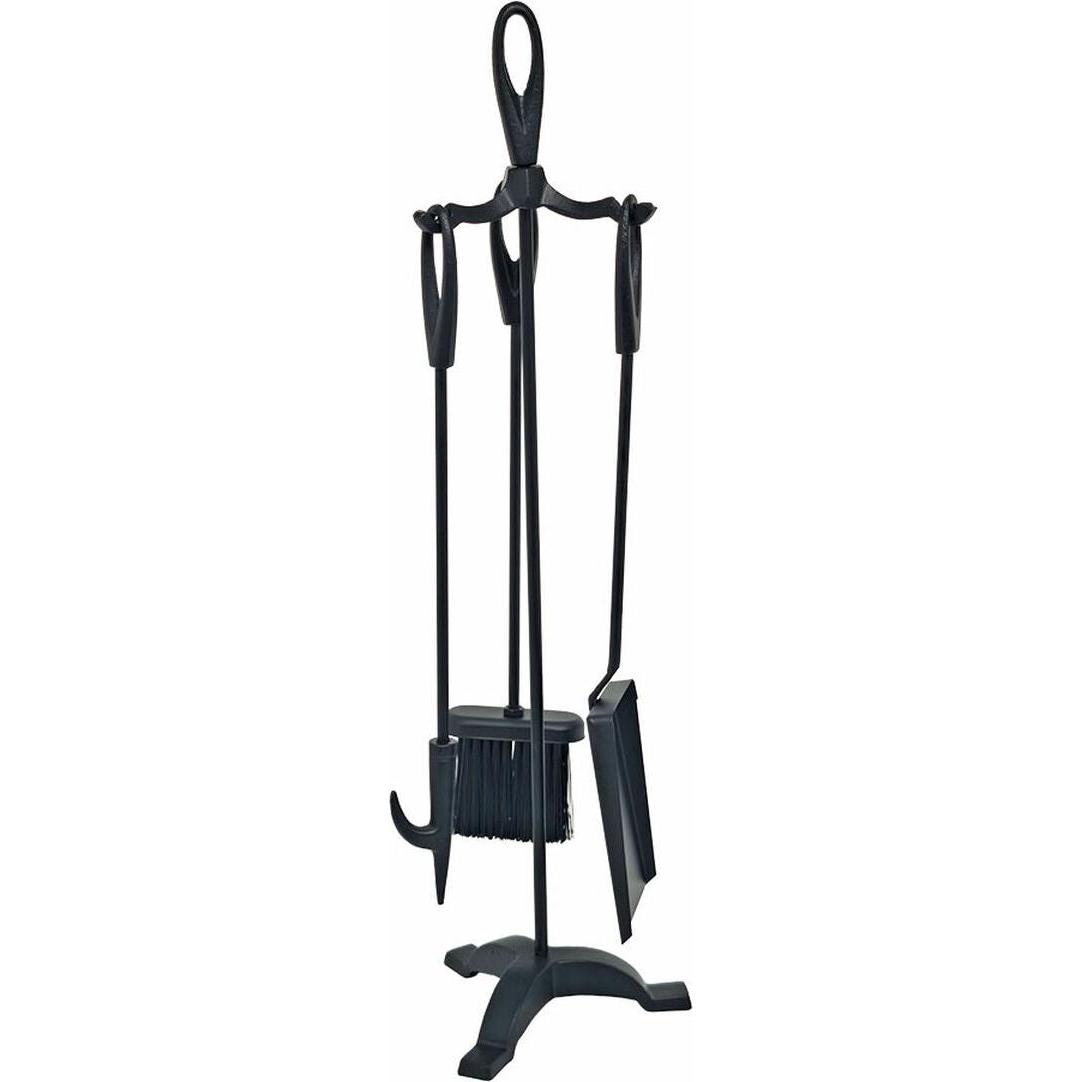 EDM, Accessori per camino, Black fireplace tool set, 3 pieces, 19 x 68.5 cm