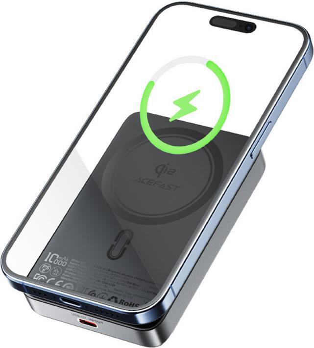 Actual product image Acefast M11-10000 30W Qi2 Magnetic Power Bank with MagSafe - Black (10000 mAh, 30 W, 37 Wh)