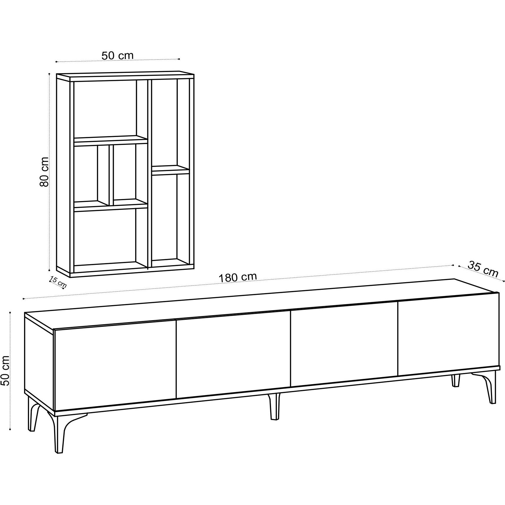 Thumbnail - Hanah Home, TV Möbel, Aiden (180 x 35 x 50 cm)