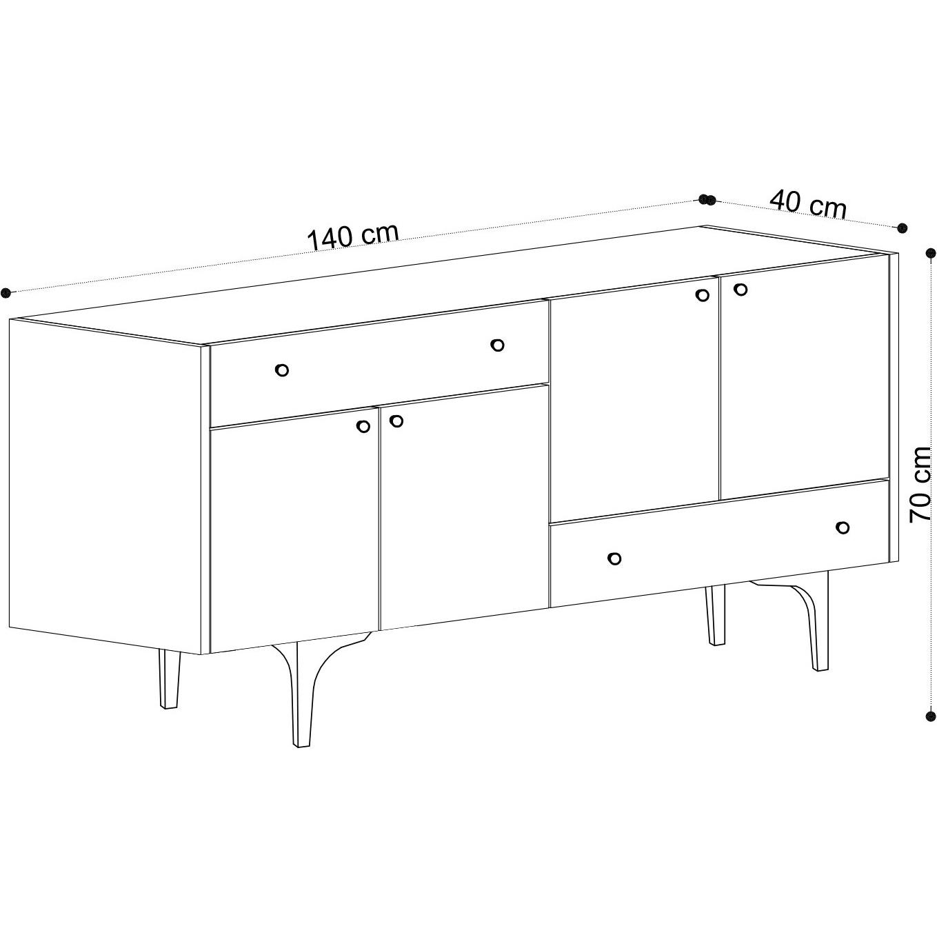 Thumbnail - Hanah Home, Kommode + Sideboard, Nio (140 x 40 x 70 cm)