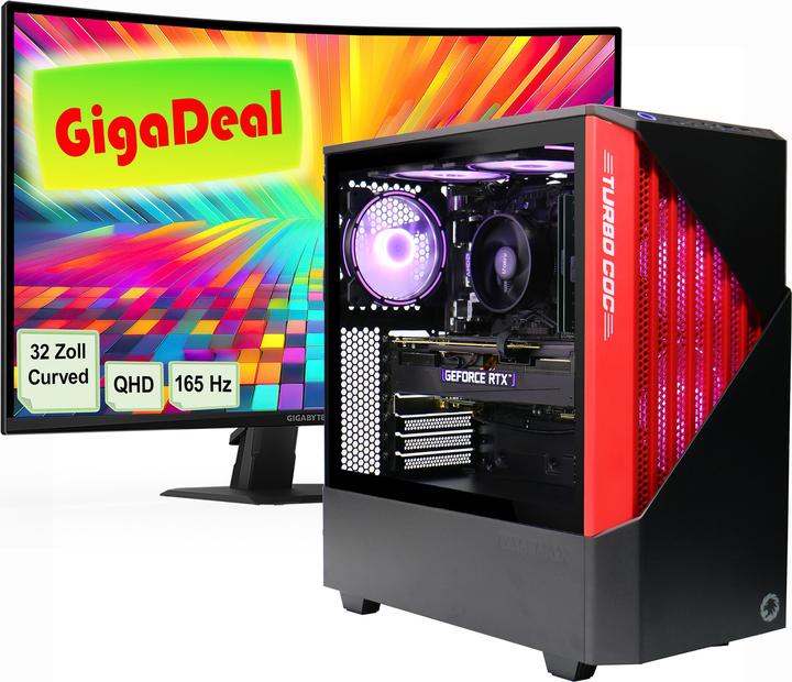 Produktbild GameMax GigaDeal Contac BR SET2567 + Gigabyte GS32QC LED-Monitor Curved, 80 cm (32") (1000 GB, 4 GB, GeForce RTX 5060 Ti)