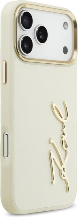 Actual product image Karl Lagerfeld case PU leather case with Karl script logo and metal camera buttons for iPhone 17 Pro (Apple iPhone 17 Pro Max)