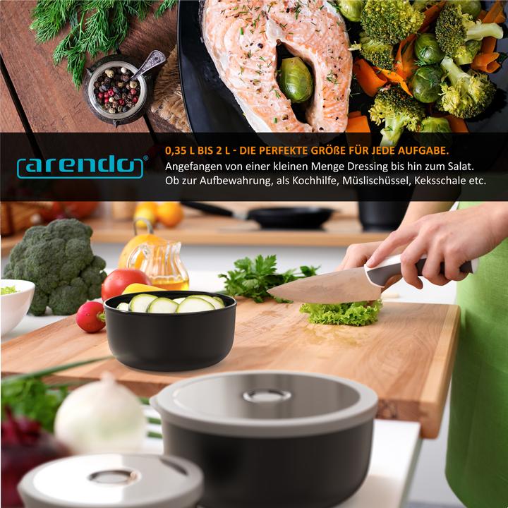 Produktbild Arendo Rührschüssel 4er Plastikschüssel-Set mit Deckel (20 cm, 2 l, 4 x)