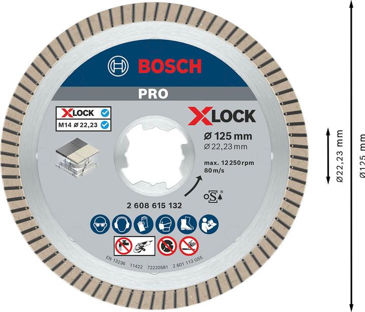 Produktbild Bosch Professional Zubehör PRO Ceramic X-Lock Diamanttrennscheibe, 125 x 22,23 mm, 22,23 mm