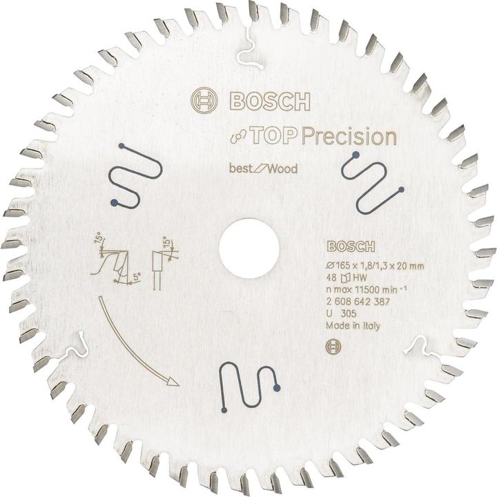 Bosch Professional Zubehör Circular saw blade Top Precision Best for Multi Material 165 x 20 x 1.8 mm, 56