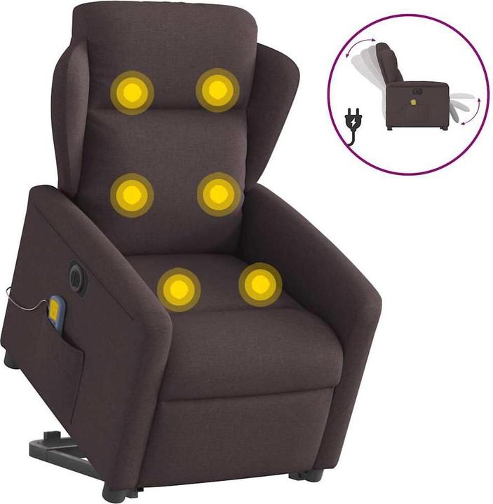 Immagine prodotto VidaXL Poltrona massaggiante elettrica con ausilio per la risalita in tessuto marrone scuro