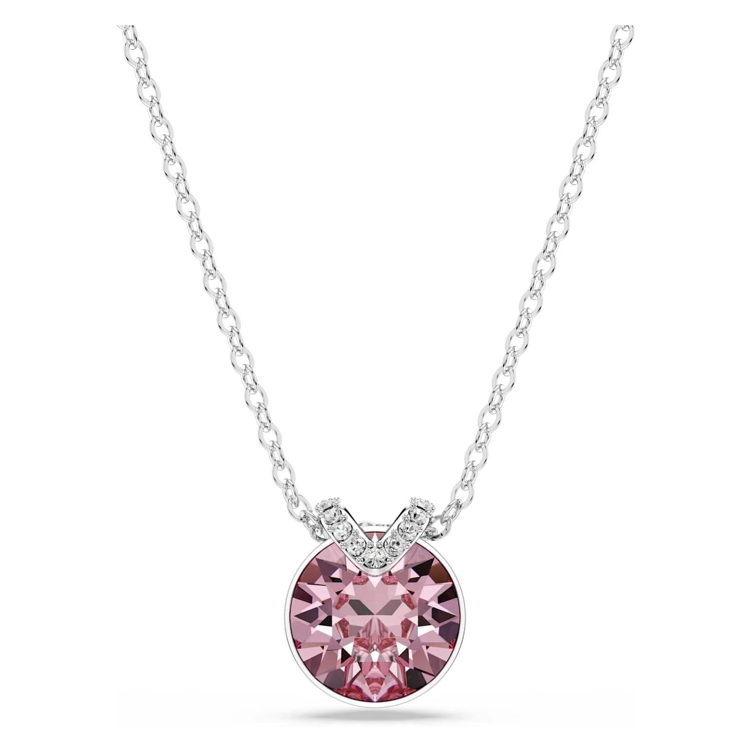 Swarovski, Halsketting, Bella V Pendant Round Cut Pink Rhodium Top Coat, (Rhode Island)