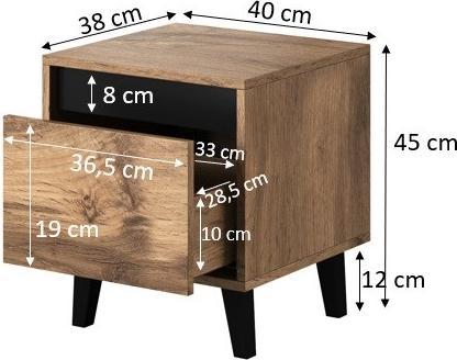 Immagine prodotto Cama NORD comodino 2 pezzi 40x38x45 cm rovere wotan/antracite (40 x 38 x 45 cm)