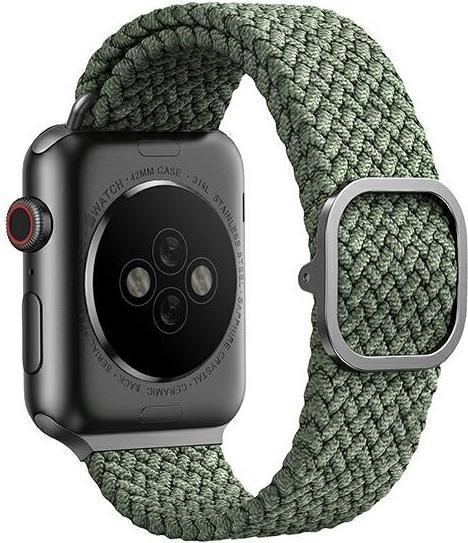 Actual product image Uniq strap Aspen Apple Watch 44/42 / 45mm Series 4/5/6/7/8 / SE / SE2 Braided green / cypress green (45 mm, 44 mm, 42 mm, Weavex™ material)