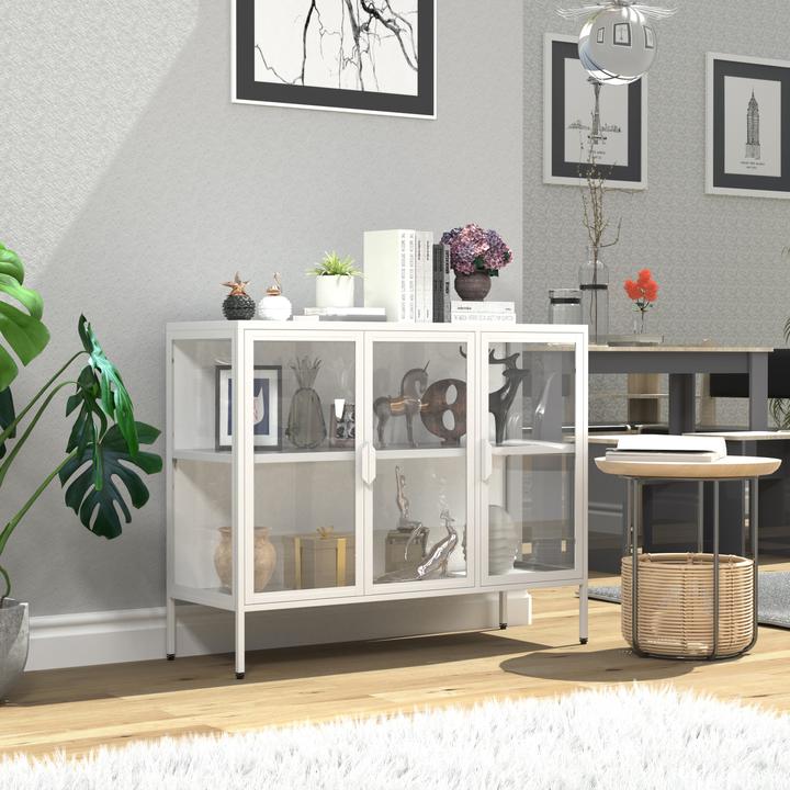 Image du produit VCM Stahl Glas Vitrine Sideboard Floka L (110 x 35 x 80 cm)