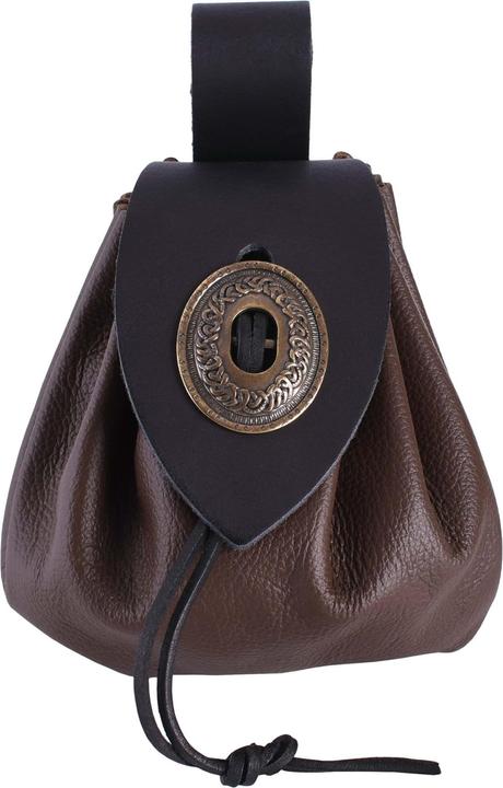 Image du produit Battle Merchant Grand porte-monnaie médiéval en cuir brun foncé