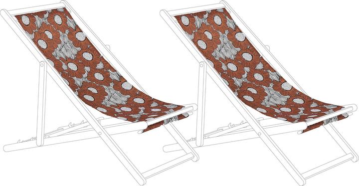 Produktbild Beliani Stoffbezug 2er Set für Gartenliegen ANZIO / AVELLINO Mohnblumenmuster rot / weiss