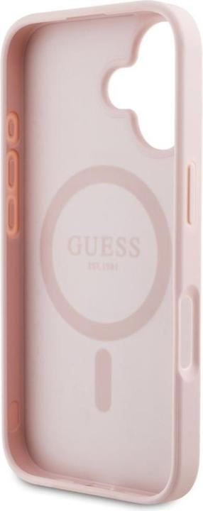 Actual product image Guess Grained Printed Flower Pattern MagSafe iPhone 16 Case Pink (Apple iPhone 16)