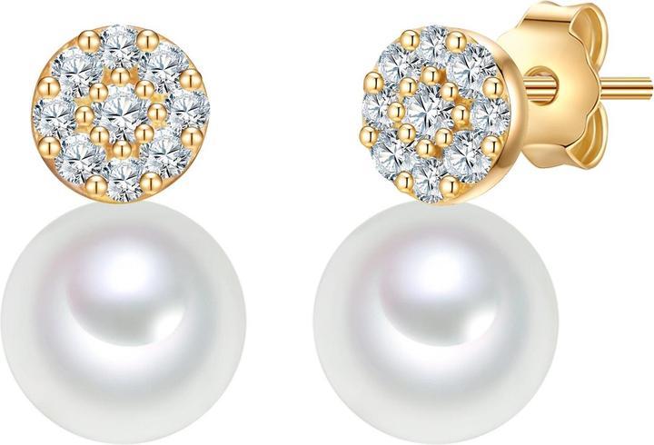 Immagine prodotto Valero Pearls Donna Argento 925 Cubic Zirconia Perla d'acqua dolce coltivata Oro giallo - 32336 (Argento)