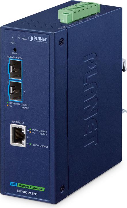 Planet Industrial 2-Port SFP+ 1-Port GE PoE Media Converter